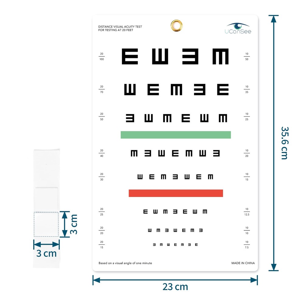 UCanSee E Eye Chart Visual Acuity Chart for Eye Exams 10 Feet