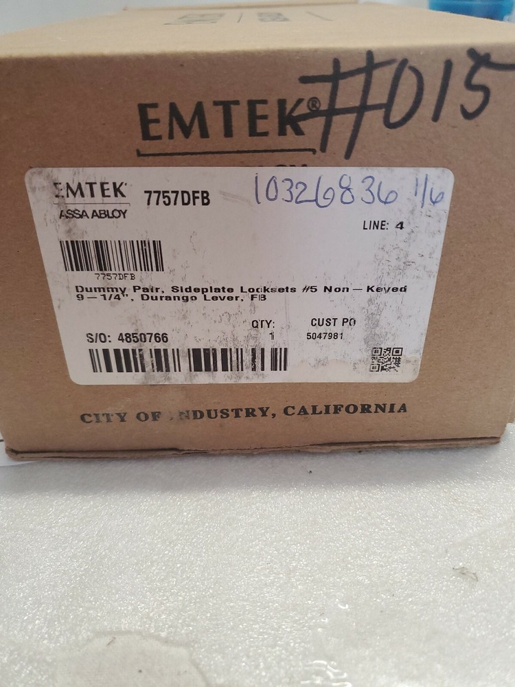 EMTEK 7757DFB DUMMY pair sideplate flat black