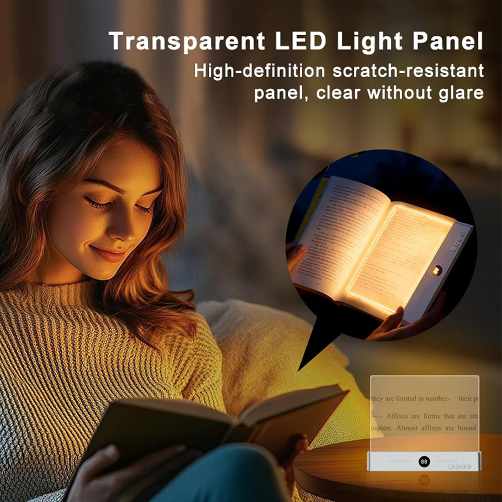 Rechargeable LED Book Light with Timer, 3 Colors, Dimmable, Eye Protection