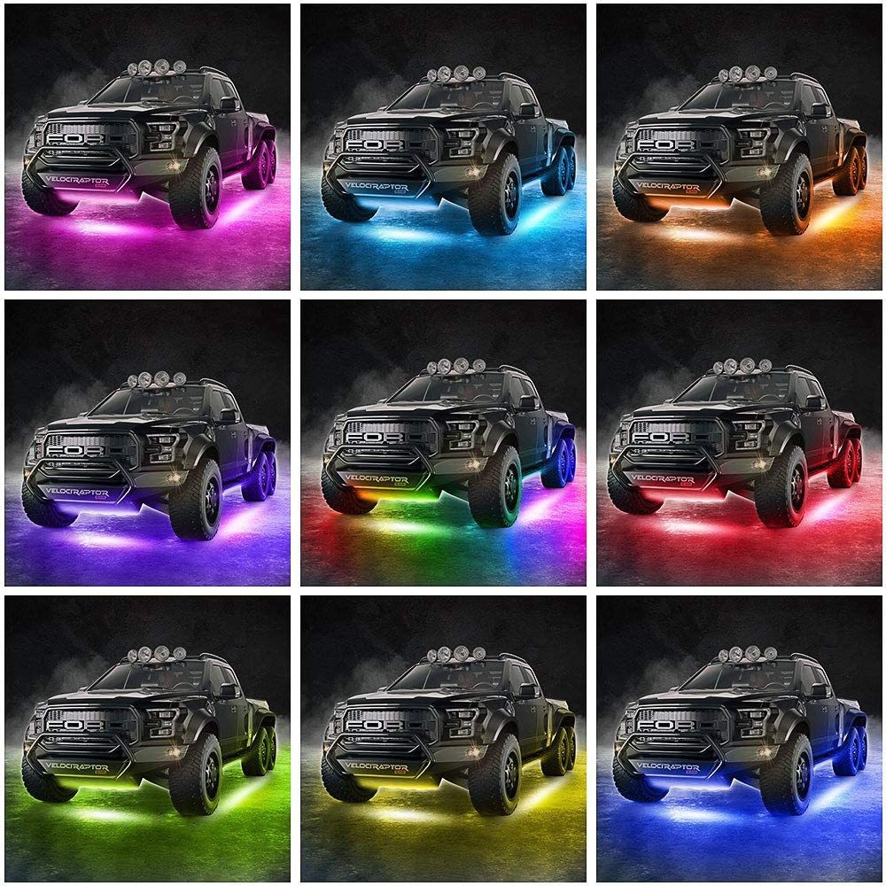 16PC RGB Bluetooth Motorcycle LED Light Under Glow Neon Strip Remote Control Kit