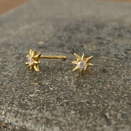 0.50Ct Round Cut Natural Diamond Women's Star Stud Earrings in 14K Yellow Gold