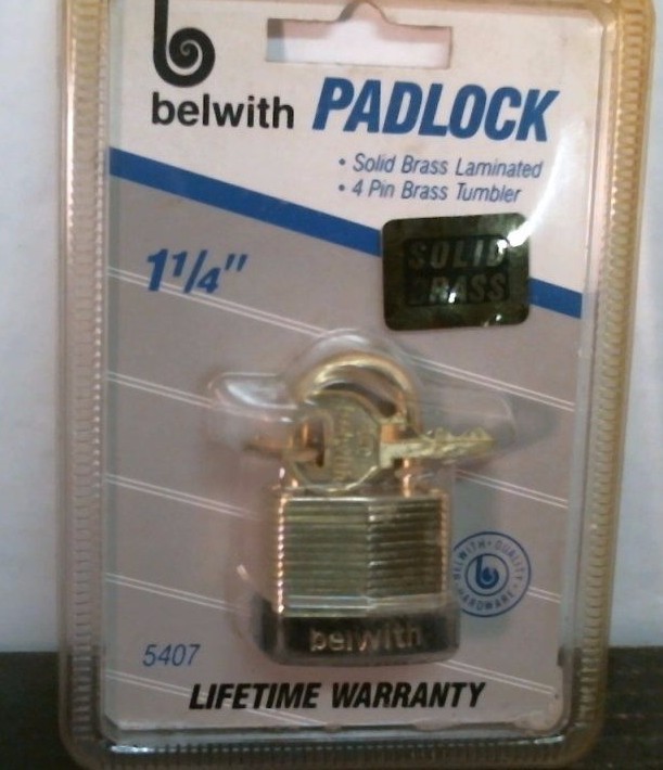 Belwith 5407 Solid Brass 1-1/4" Padlock, FREE SHIPPING