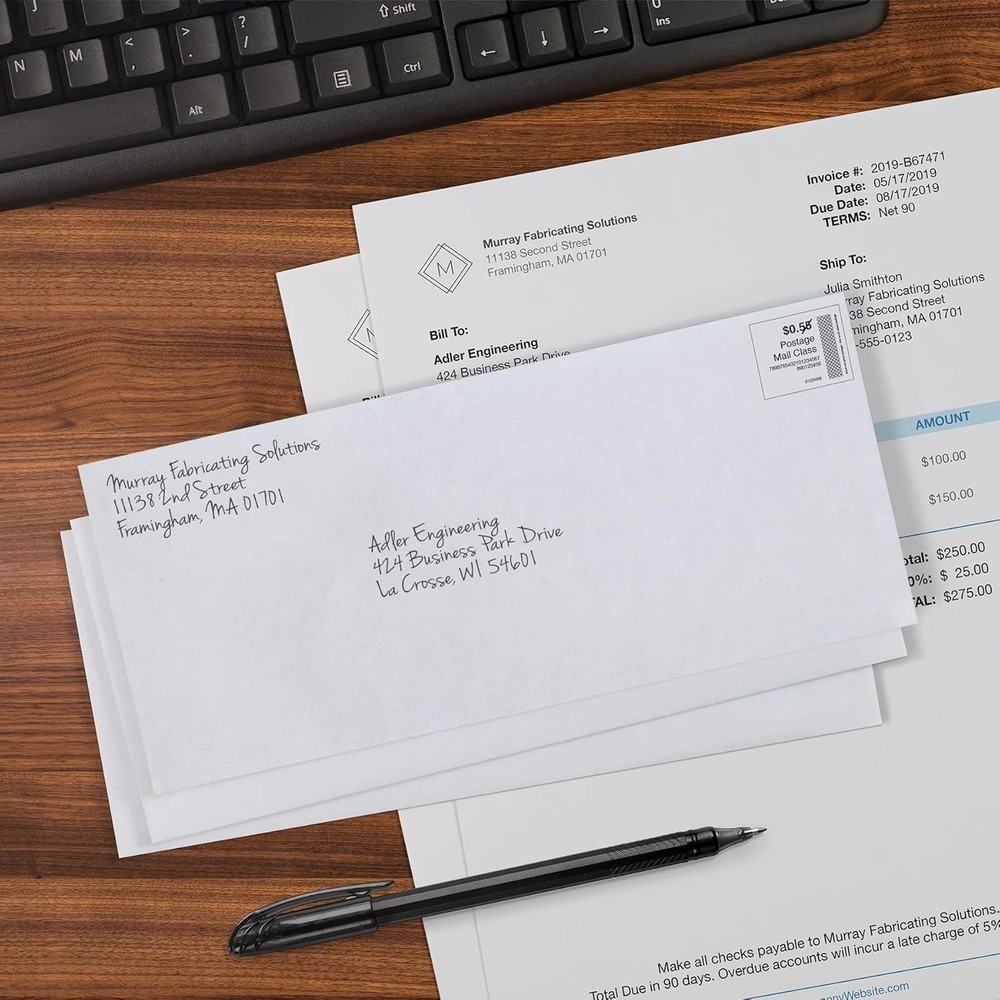 Letter Size Security Envelopes, 100 Pack - Self-Sealing for Maximum Protection