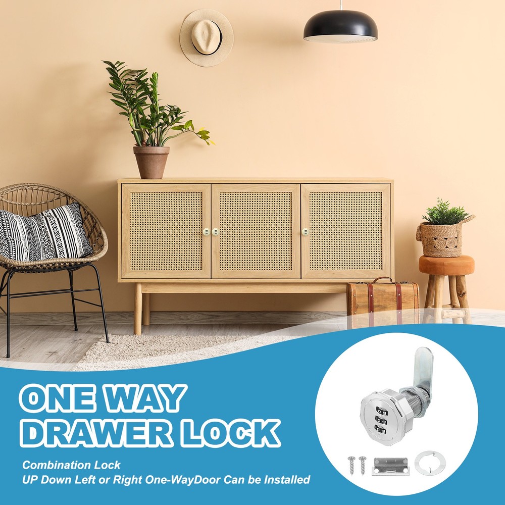 13/16" Combination Cabinet Cam Lock Cylinder Password Coded Lock Silver