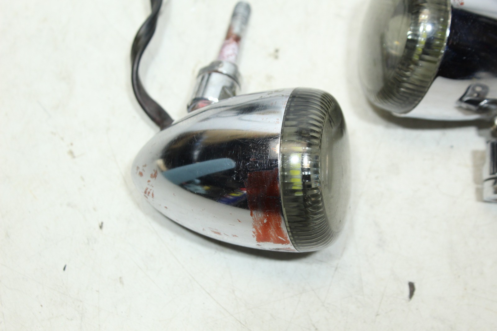 Harley Softail Dyna Sportster OEM Front Turn Signal Set Pair Chrome Bullet Style