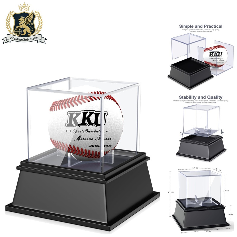 Elegant UV Protected Acrylic Baseball Display Case with Black Base, Round Design