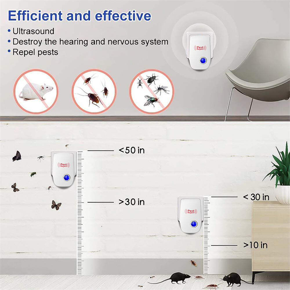 Electronic Ultrasonic Pest Reject Control E-Repeller Home Bug Rat Spider Roaches