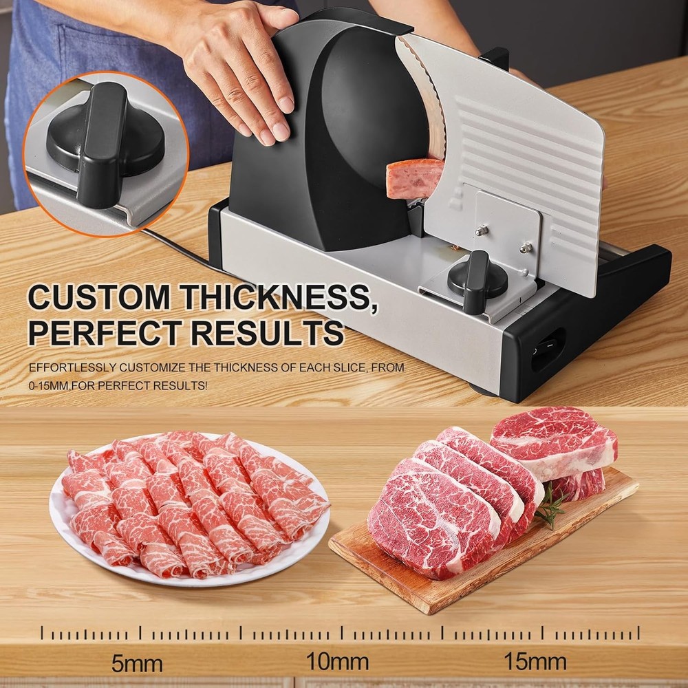 Electric Deli Slicer CUKO 200W 7.5in Blades Adjustable