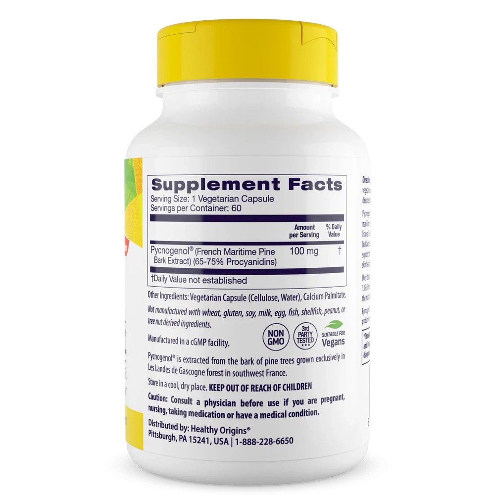 Healthy Origins Pycnogenol 100 mg | 60 Veggie Capsules