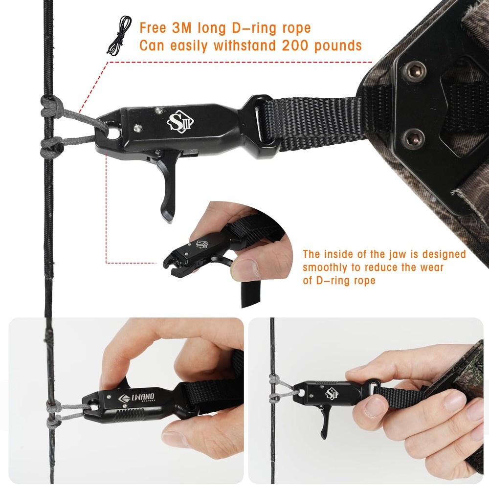 Archery Compound Bow Release Aids Trigger 360° Adjustable Wristband Release A...
