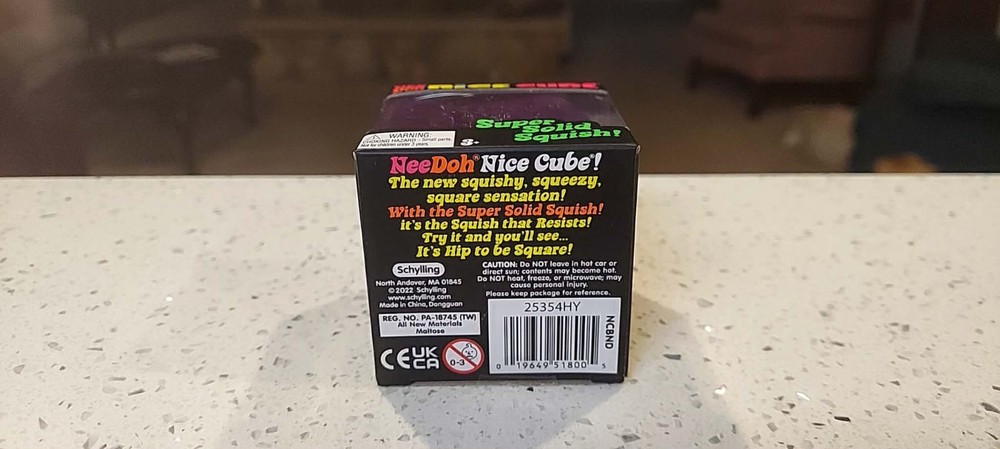 Nee Doh~Nice Cube Super Solid Squish Squeezable Stress Sensory Toy Purple~SEALED
