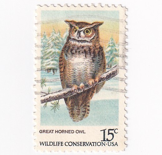 STAMP US SCOTT 1763 "Great Horned Owl" 15 CENT 1978 USED