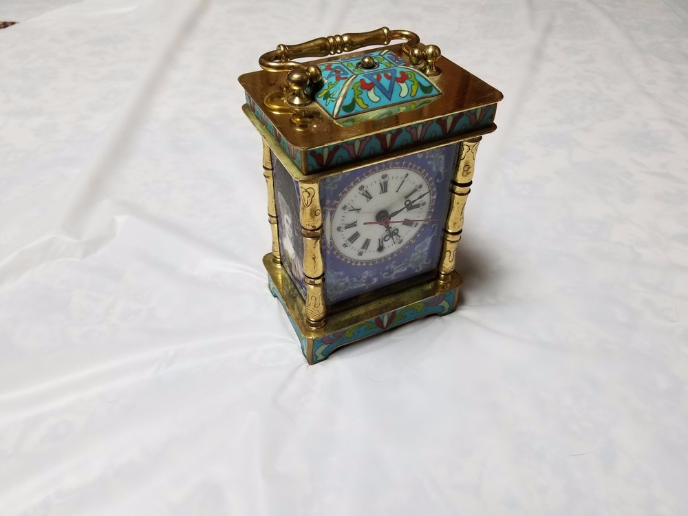 CLOCK - CLOISONN'E WIND UP CLOCK - GREAT DECORATOR PIECE