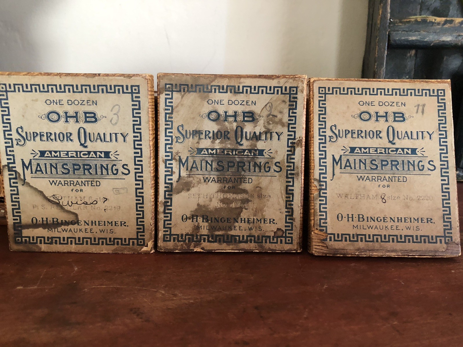 Antique Primitive Watch Makers Cabinet Mainsprings Drawers