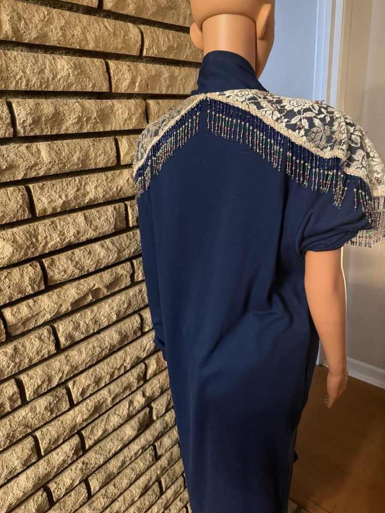 Shell Kepler Lacy Afternoon Duster L Blue Beaded Lace