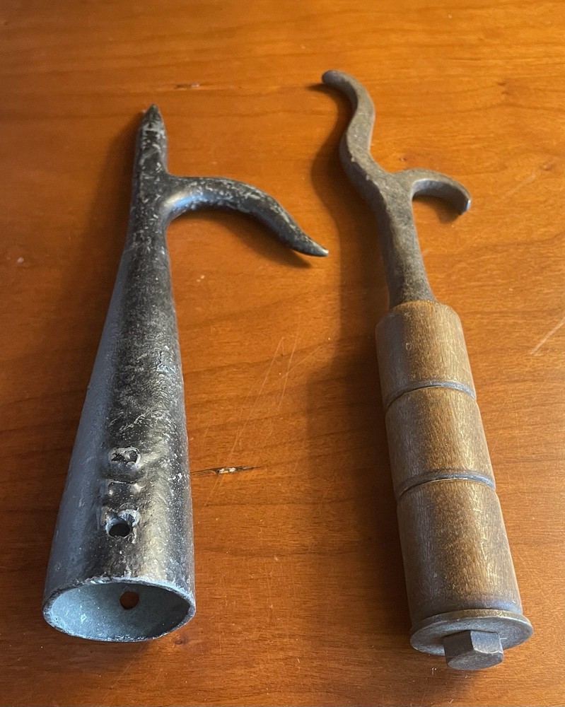 Two Antique Iron Nautical Hook Shaped Tools
