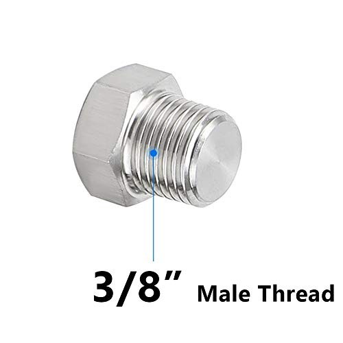 3/8" NPT Male Outer Hex Head Thread Plug Pipe Fitting, 304 3/8"(3pcs)