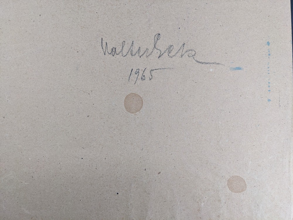 Walter Eck, standing back nude, drawing, autographed, 1965