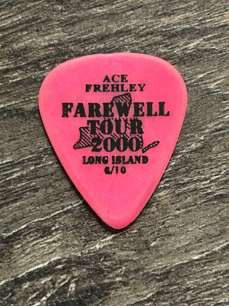 KISS Guitar Pick ACE FREHLEY Farewell Tour Long Island NY Pink Vintage Kiss