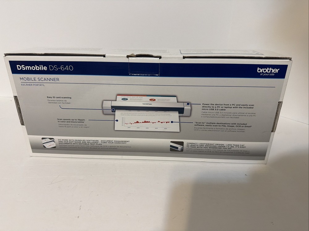 Brother DS-640 Compact Mobile Document Scanner - White