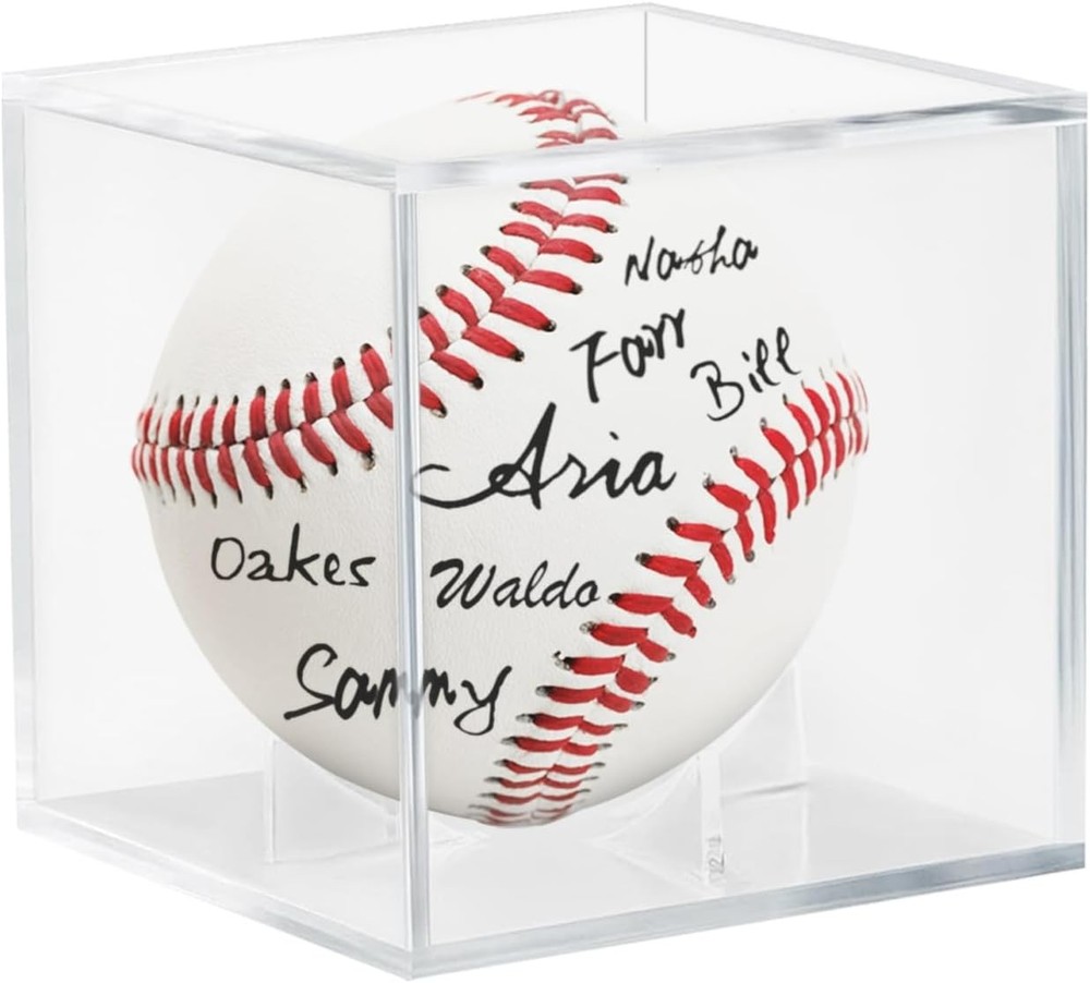 Acrylic Baseball Display Case UV Protected Cube Clear Holder for Memorabilia