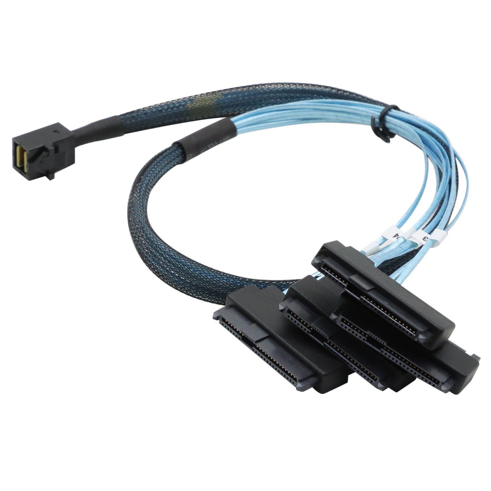 2*Mini SAS HDD SFF-8643 to 4 SFF-8482 Connector with Power Port Hard Drive 1M US