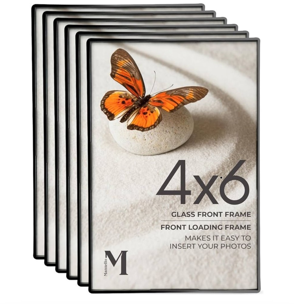 Mantello Essentials front loading picture frame 4x6 inch, black 12 pack NEW
