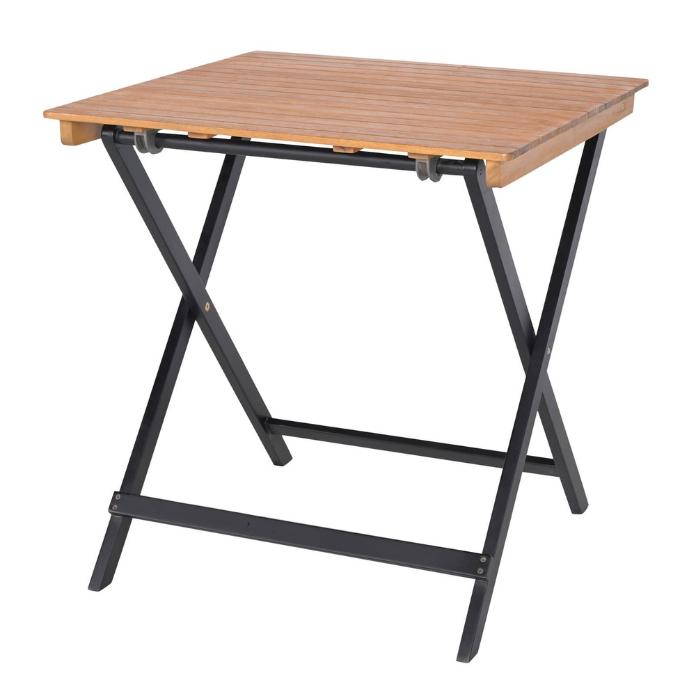 28" Patio Folding Table with Slatted Tabletop Portable Bistro Dining Table