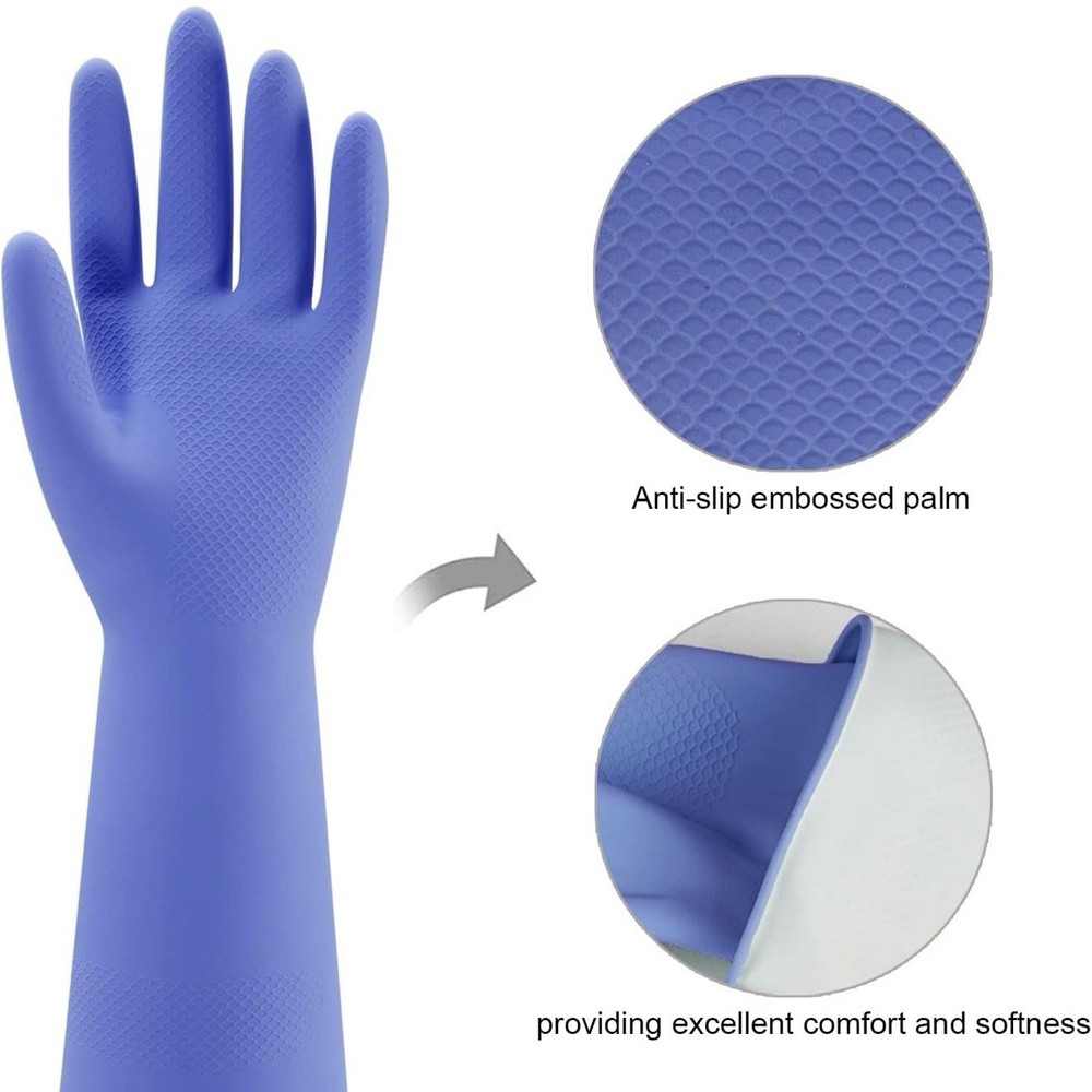 Rubber Kitchen Dishwashing Gloves, 4-PACK, Small Medium Large