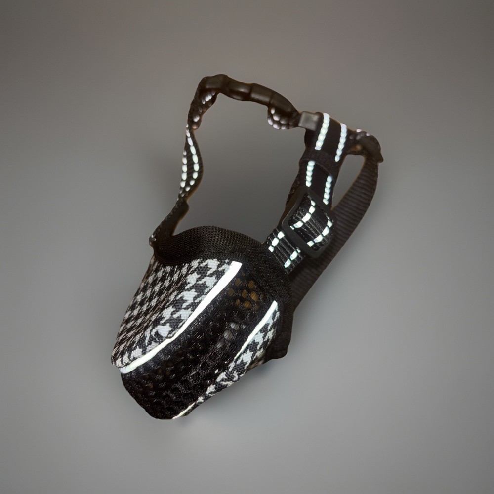 Soft Air Mesh Dog Muzzle XS Black - anti Bite Chew Bark Adjustable Reflective