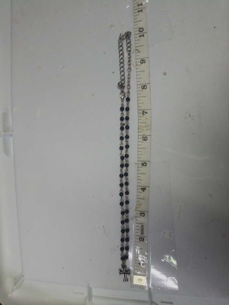 Cross Signed AK  Beaded Necklace