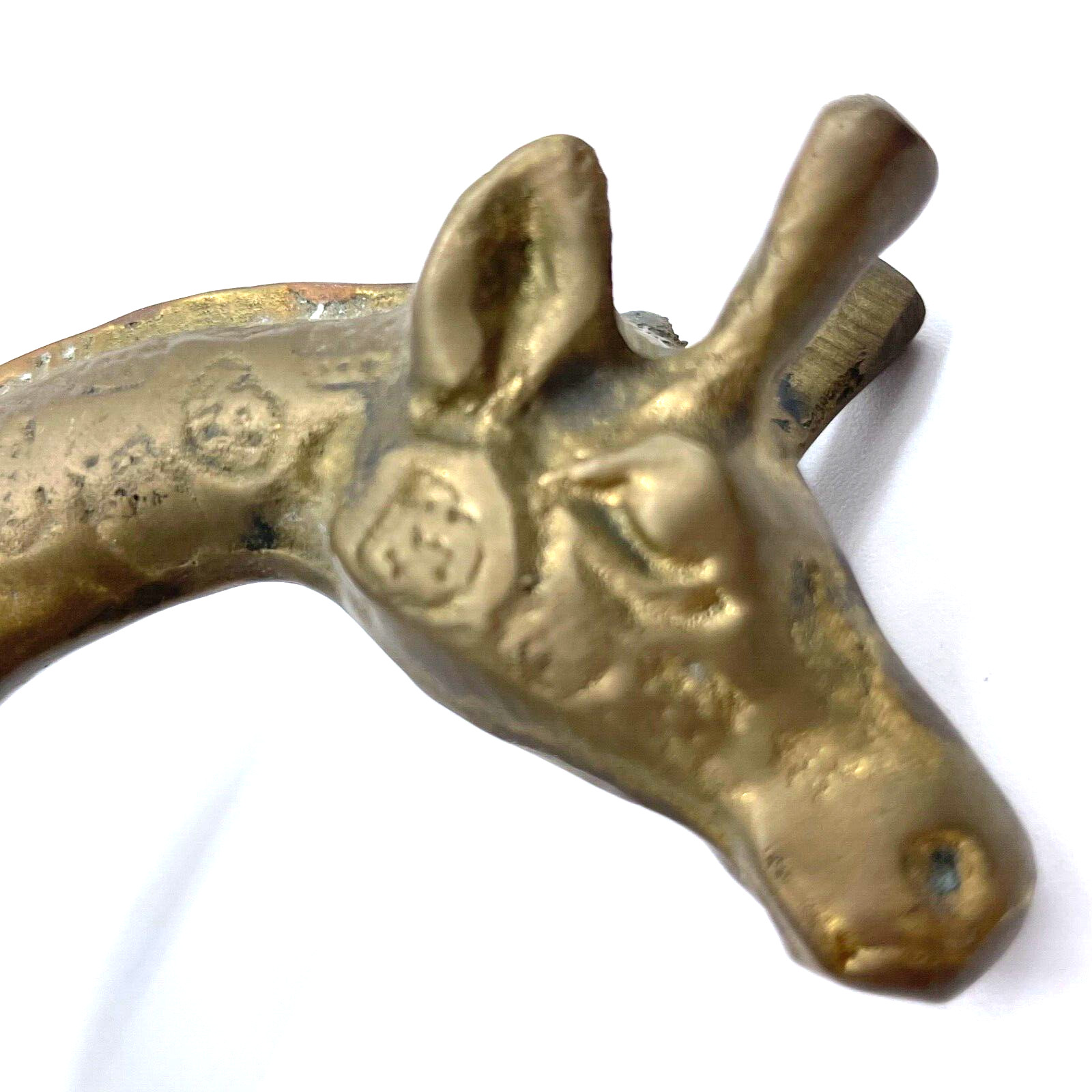 Vintage Mid Century Modern SOLID Brass Giraffe Figurine Statue 8" x 8" x 4"