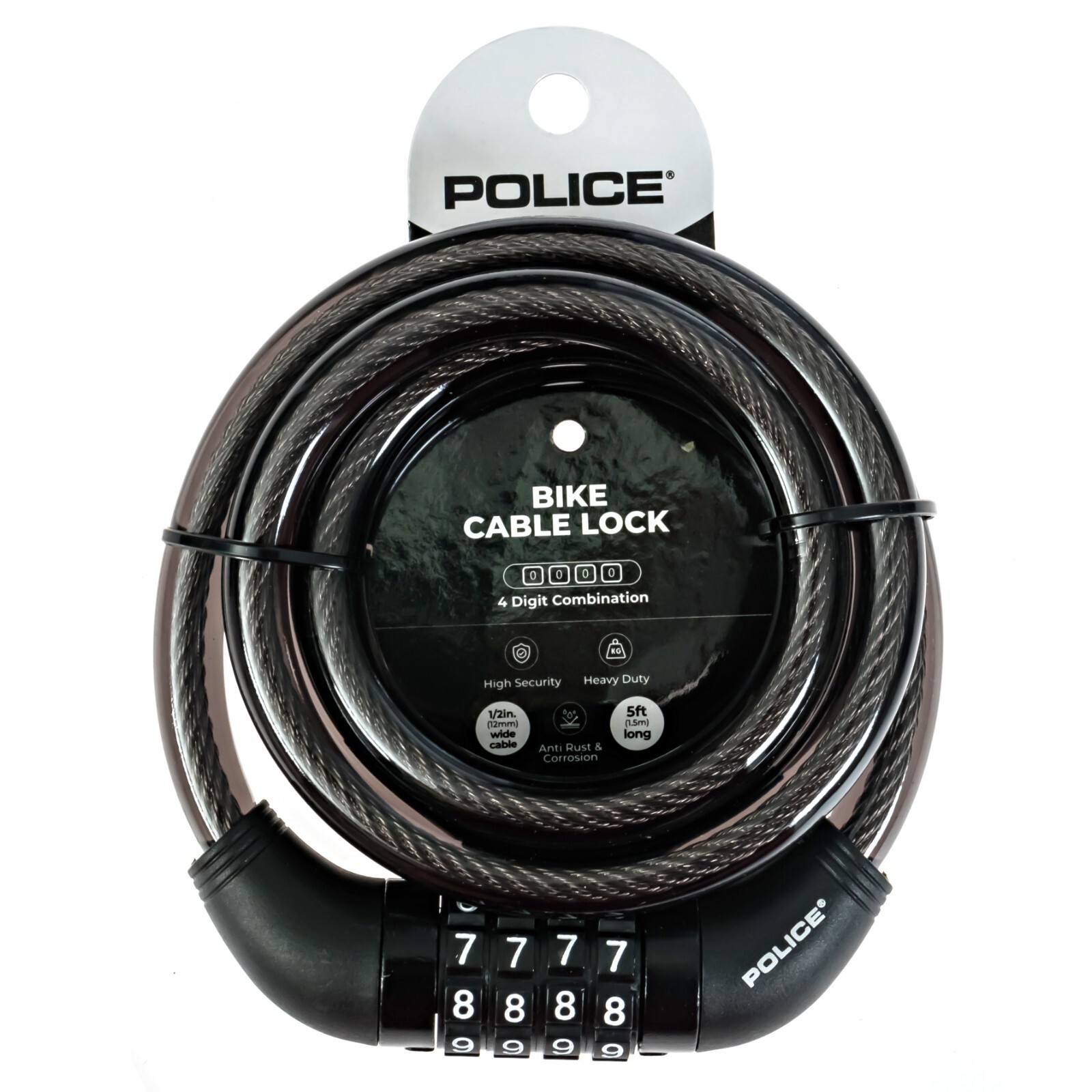 POLICE Heavy Duty Combination Password Bike Lock Cable Bicycle Chain Lock