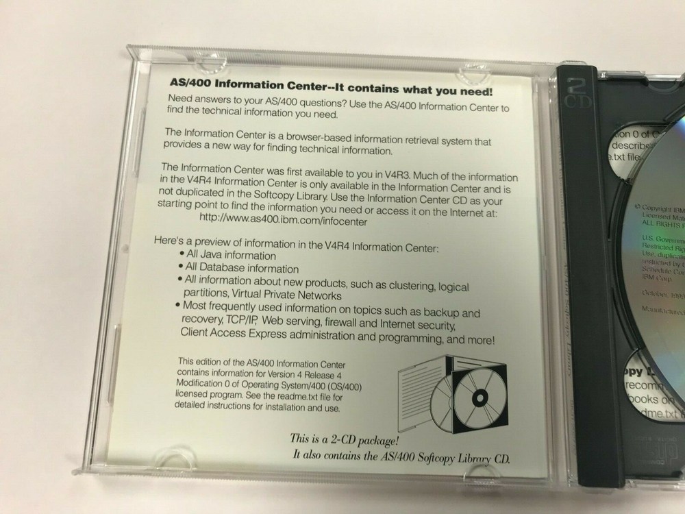 IBM AS/400 SOFTCOPY LIBRARY & INFORMATION CENTER Version 4 Release 4 Manuals CD
