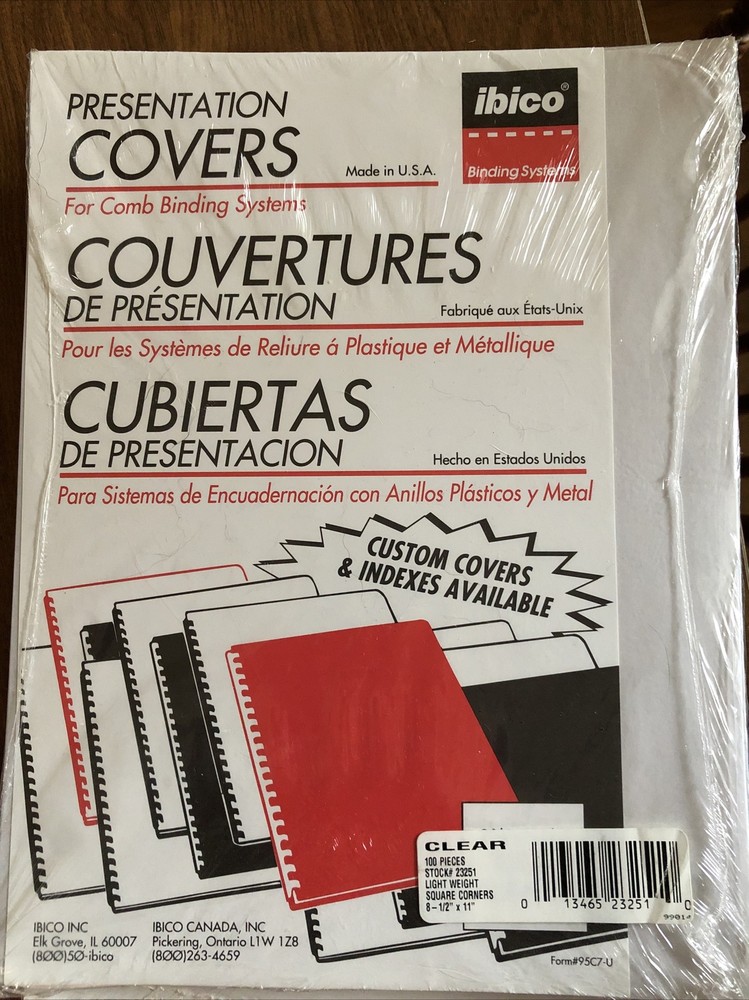 IBICO Presentation Covers Binding Systems 100pk Executive Clear Cover