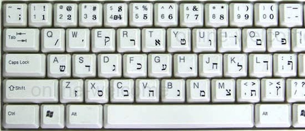 Hebrew Keyboard Stickers Transparent Background Black Letters for PC Computer...