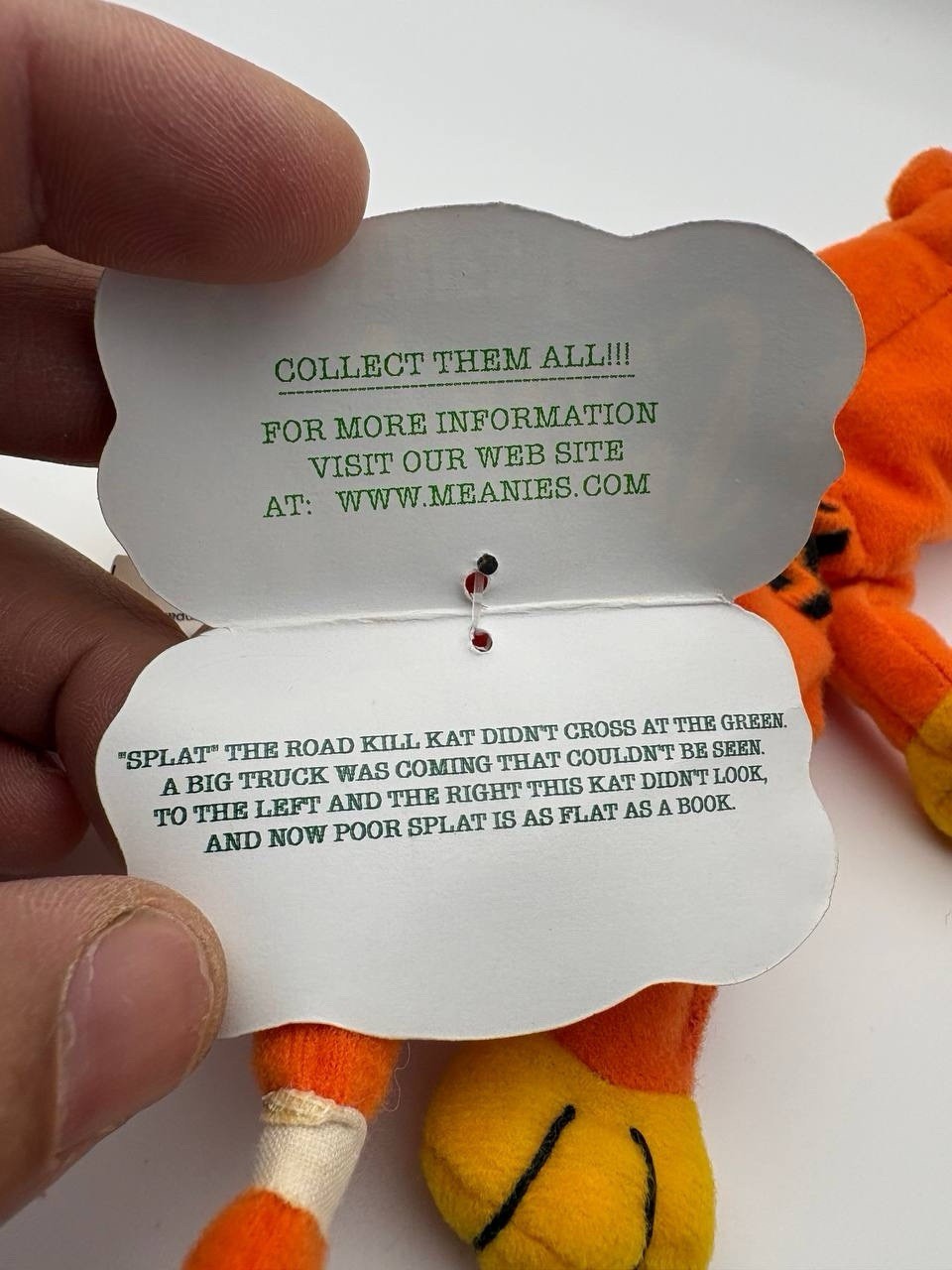 Meanies Series 1 “SPLAT” THE ROAD KILL KAT Cat Vintage Plush 1997 New with Tags