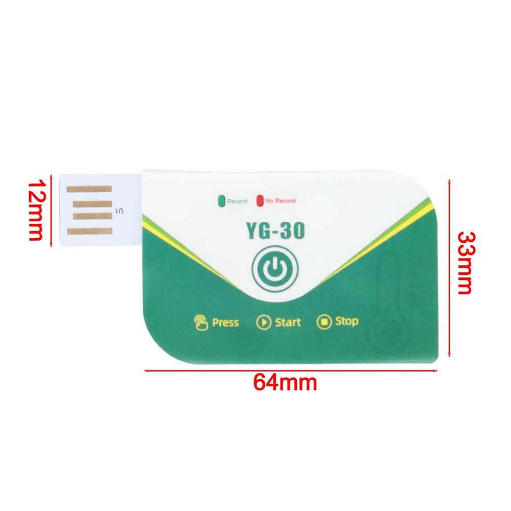 USB Data Logger Temperature IP67 Waterproof 180 Days Alarm Notification