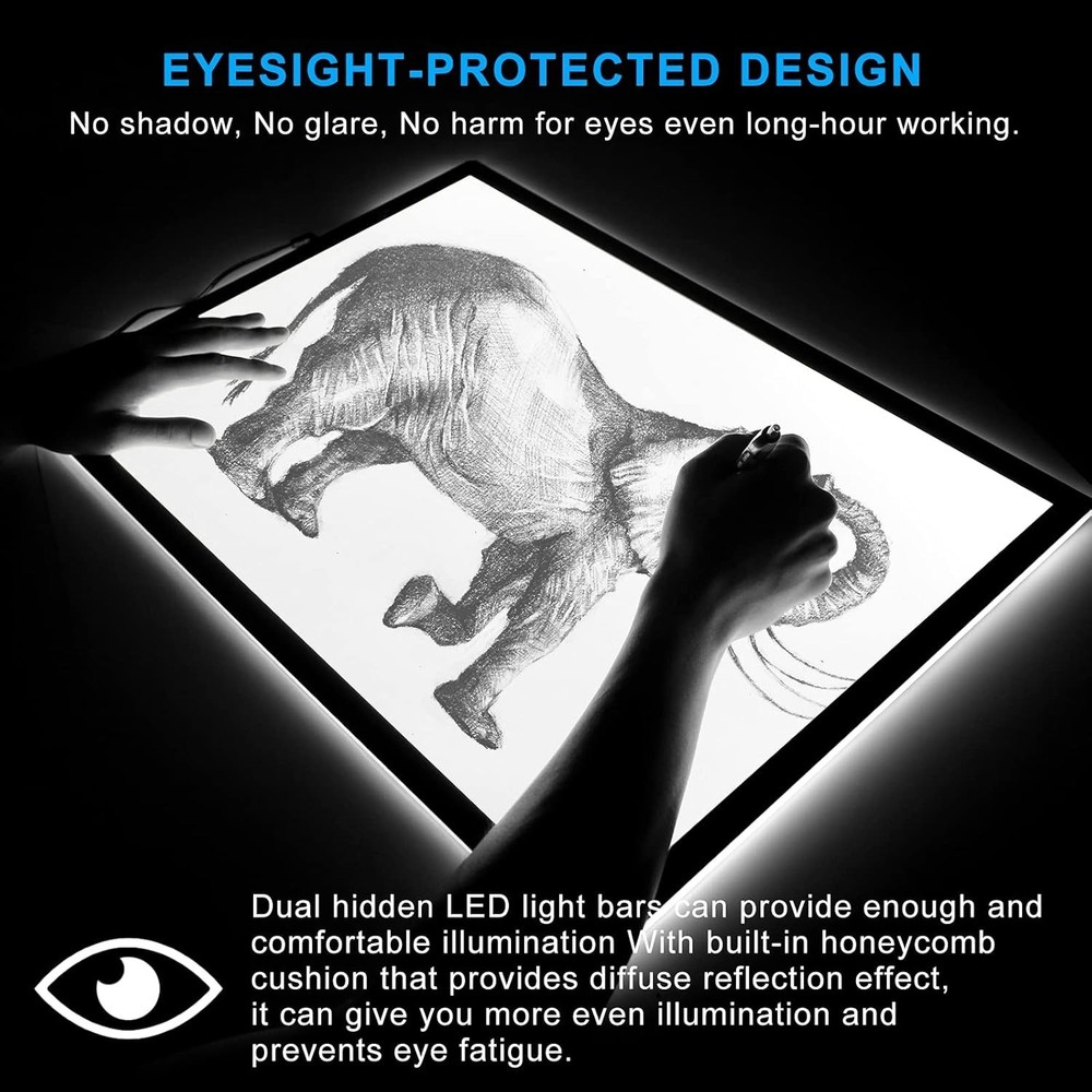 A2 LED Copy Board Light Tracing Box, Ultra-Thin Adjustable Artcraft LED Trace...