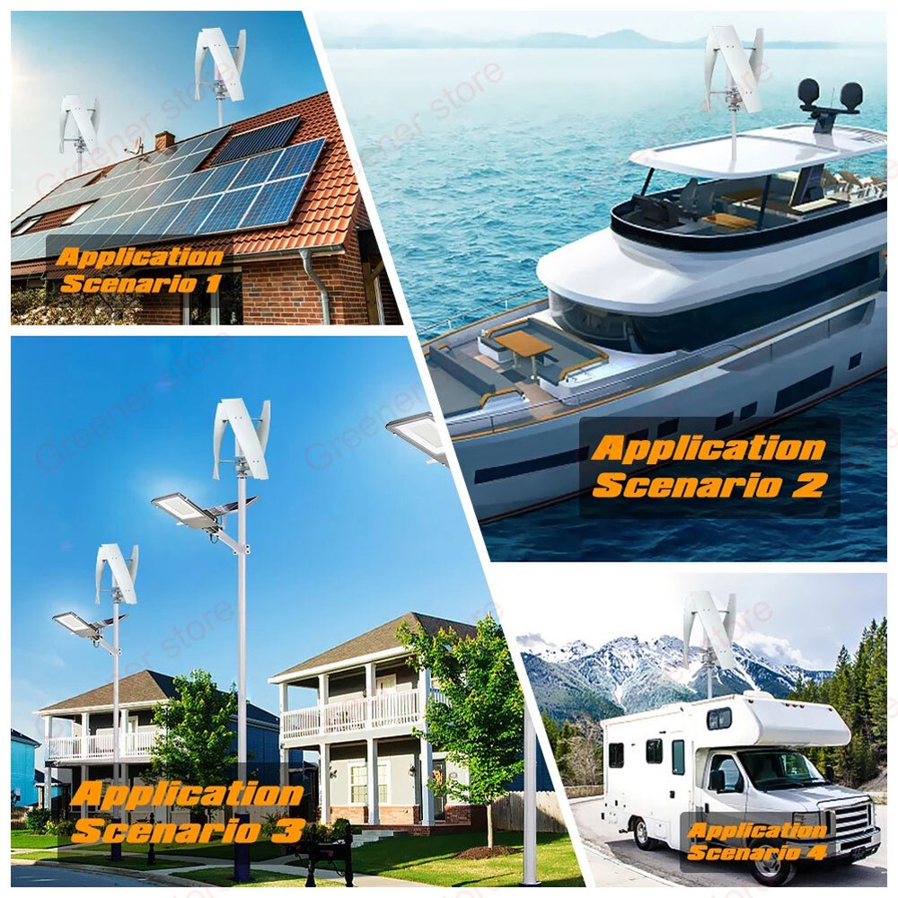 3000W 12V 24V 48V Vertical Axis Wind Turbine Generator Kit Inverter Controller
