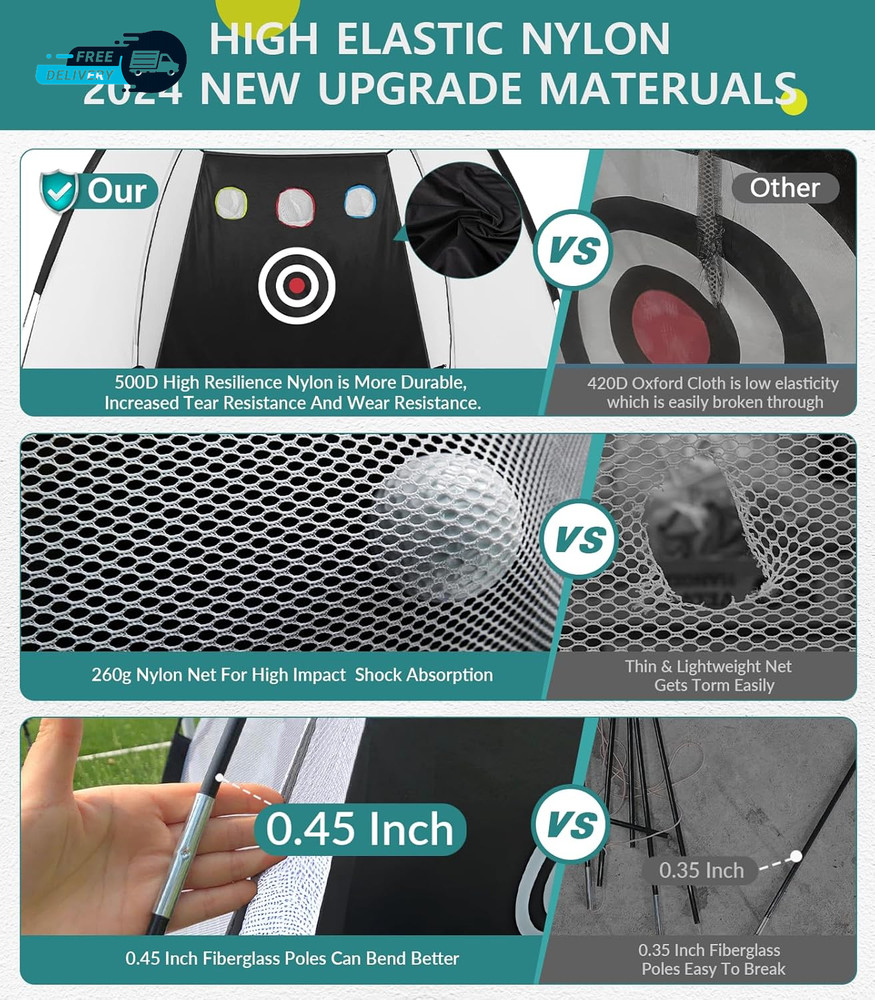 Golf Net: 10X7Ft Golf Practice Net for Backyard Driving Hitting Net