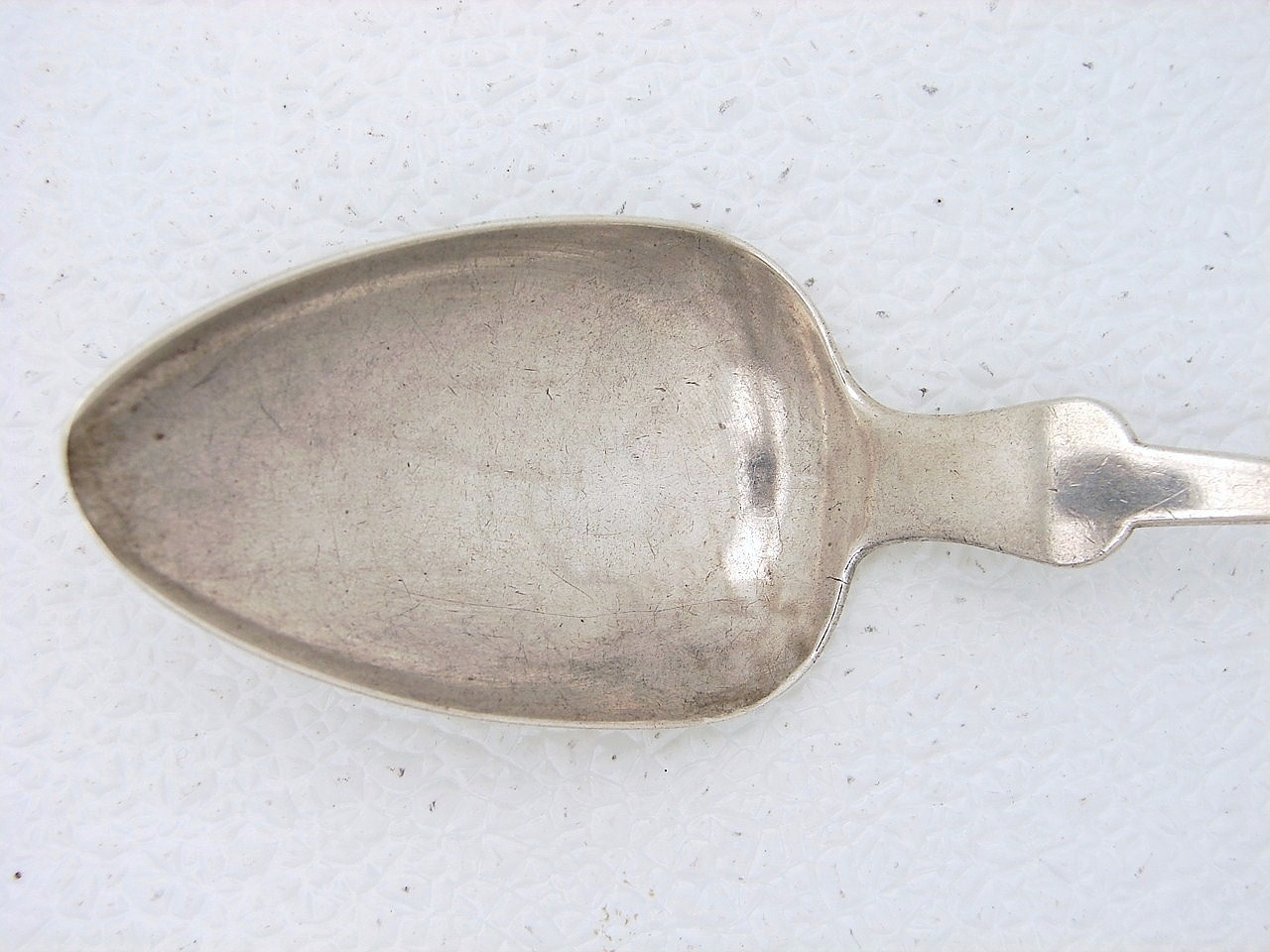 Early American Coin Silver Serving Fiddle End Spoon Early Hallmarked P&R