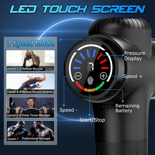 TOLOCO Massage Gun Deep Tissue, Percussion with 10 Black