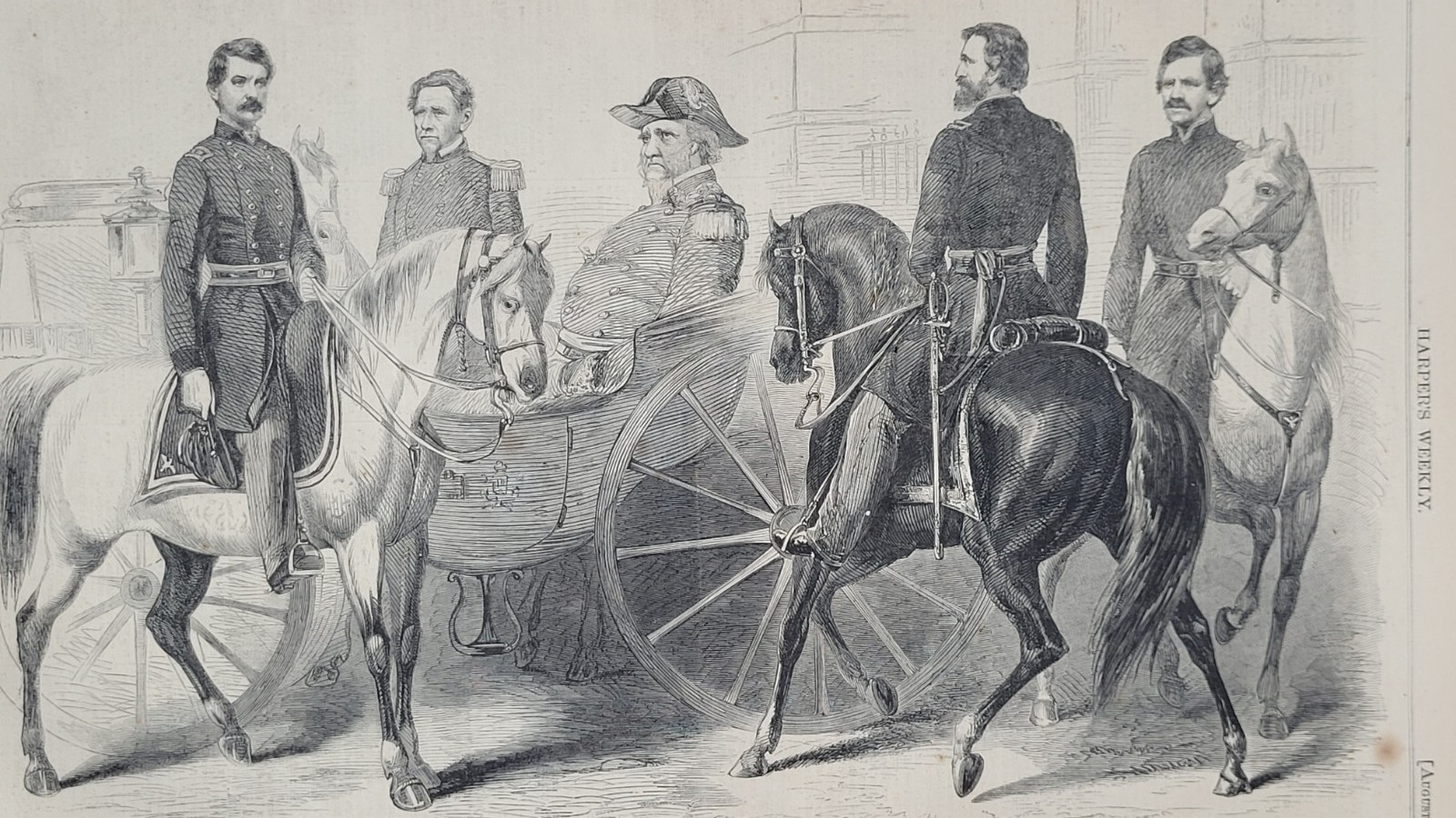 General Winfield Scott and the Major-Generals US Army  vintage print 1861