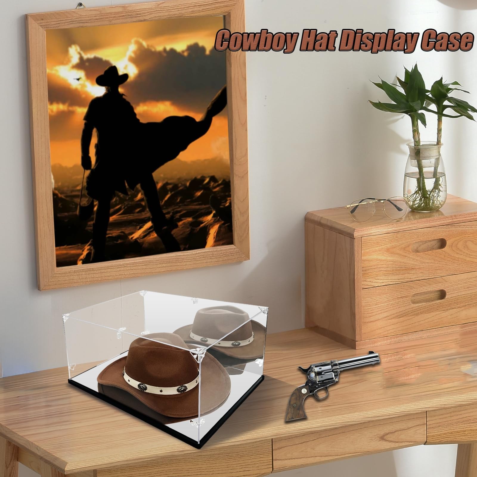 Cowboy Hat Display Case & Protector Box - Dual Mirror - 3mm Clear Premium Acr...