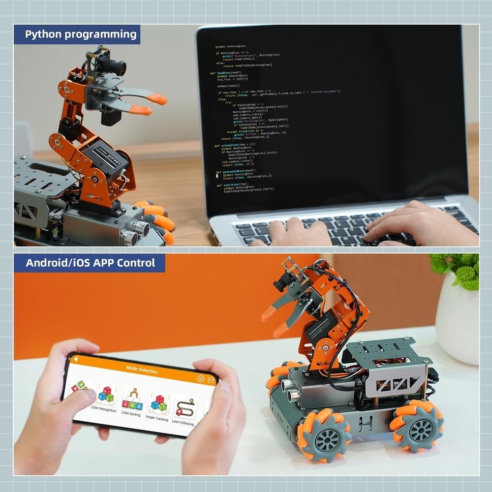 MasterPi 5DOF Robotic Arm for RaspberryPi 5 AI Vision Tracking Target Sorting...