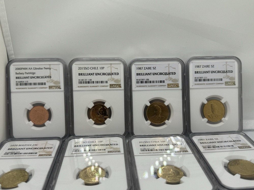 8 Total Brilliant Uncirculated Foreign Coins