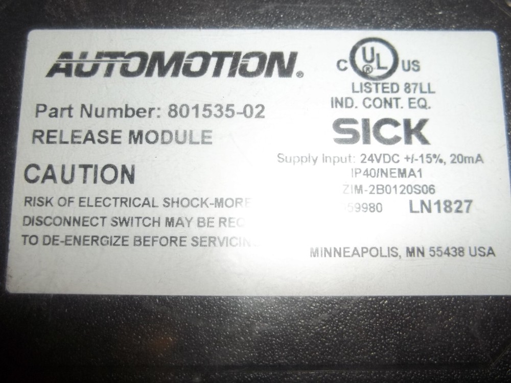 AUTOMOTION SICK 801535-02 1059980 ZIM-2B0120S06 FUNCTION RELEASE MODULE (268-2)