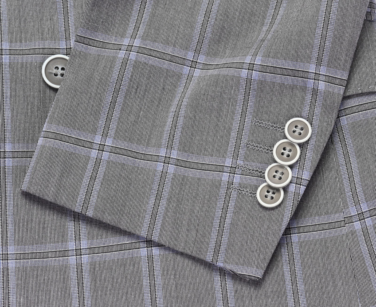 NWT EZZELINO SUIT grey blue check double breasted wool cotton Italy 60 us 50