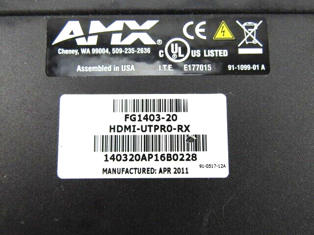 AMX FG1403-20 HDMI-UTPRO-RX Receiver